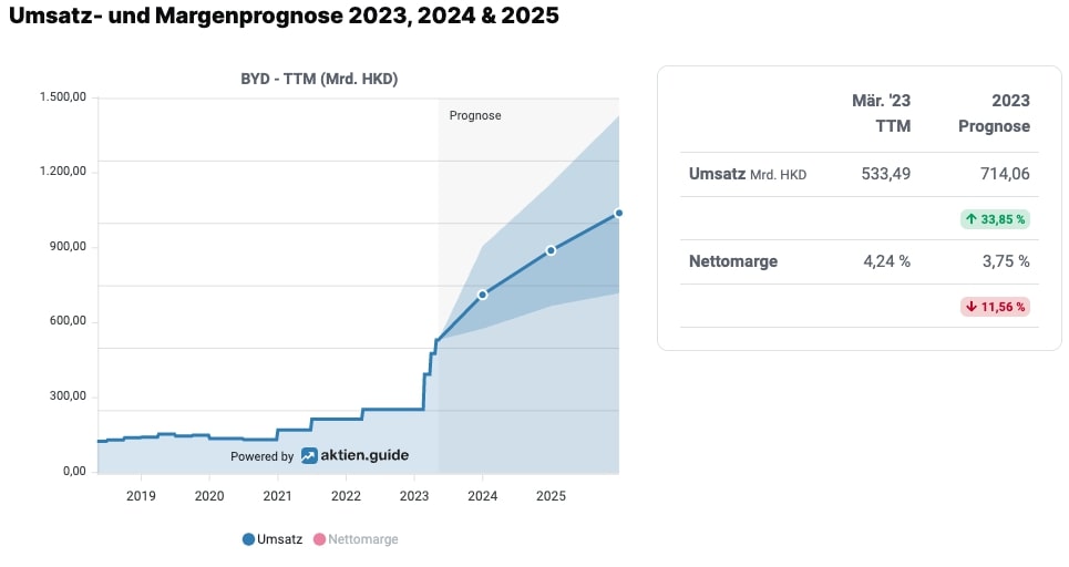 BYD Umsatzprognose 2023