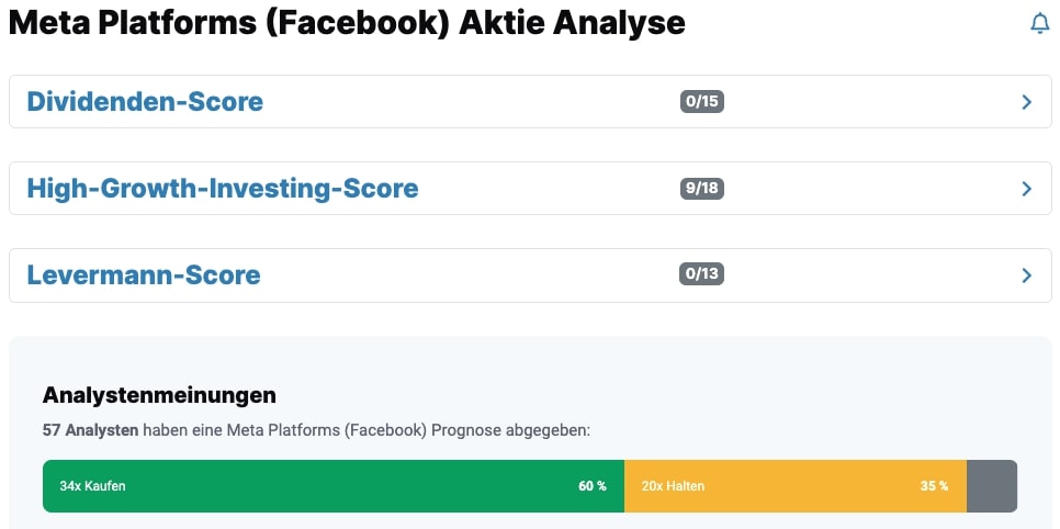 Meta Platforms Aktie Analysen